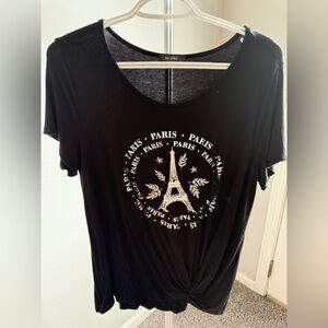 Black Paris Graphic Tee. Size L